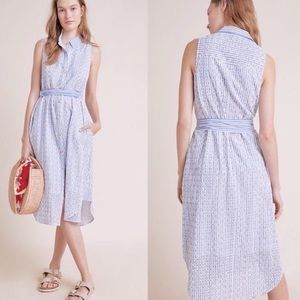 ANTHROPOLOGIE Eyelet Midi Dress Striped